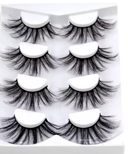 4 pairs of natural mink eyelashes 25mm eyelashes handmade eyelashes extended false eyelashes