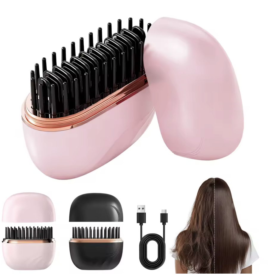 2026 New Mini Straightener Rechargeable Portable Hair Straightener Brush Anti-Scald Shell Cordless USB Charging Straighteners