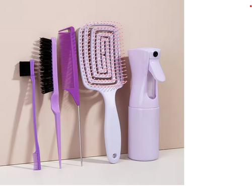 5xpcs comb set Relaxing Elastic Massage Comb Hollow Out Hair Brush Scalp Massage Combs Hair Styling Spray bottle Hair Salon Tool